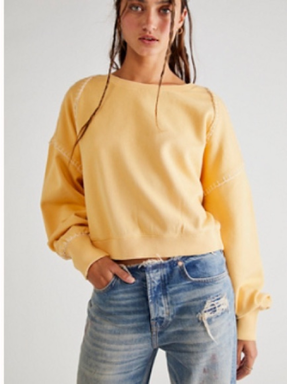 Free People Cropped Sweatshirt